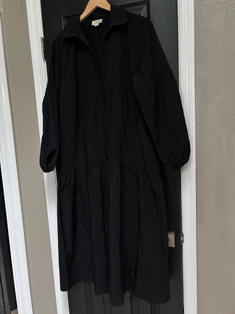 Maeve Black Long Sleeve Button Shirt Dress - Picture 7 of 13